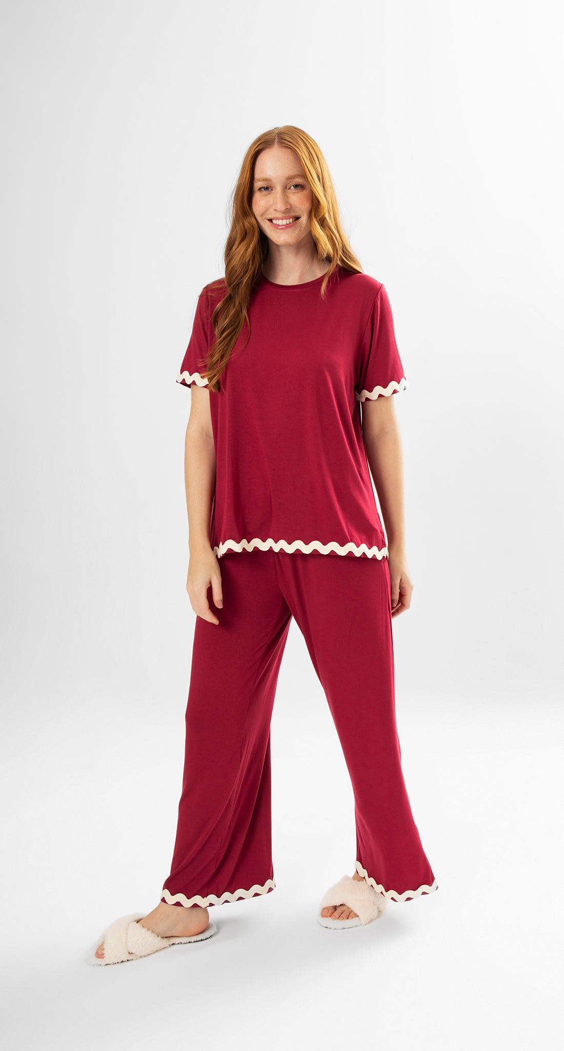 Short Sleeve Pajama Set in Wine Knit