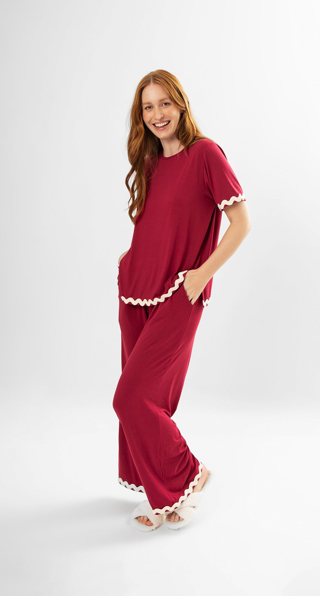 Short Sleeve Pajama Set in Wine Knit