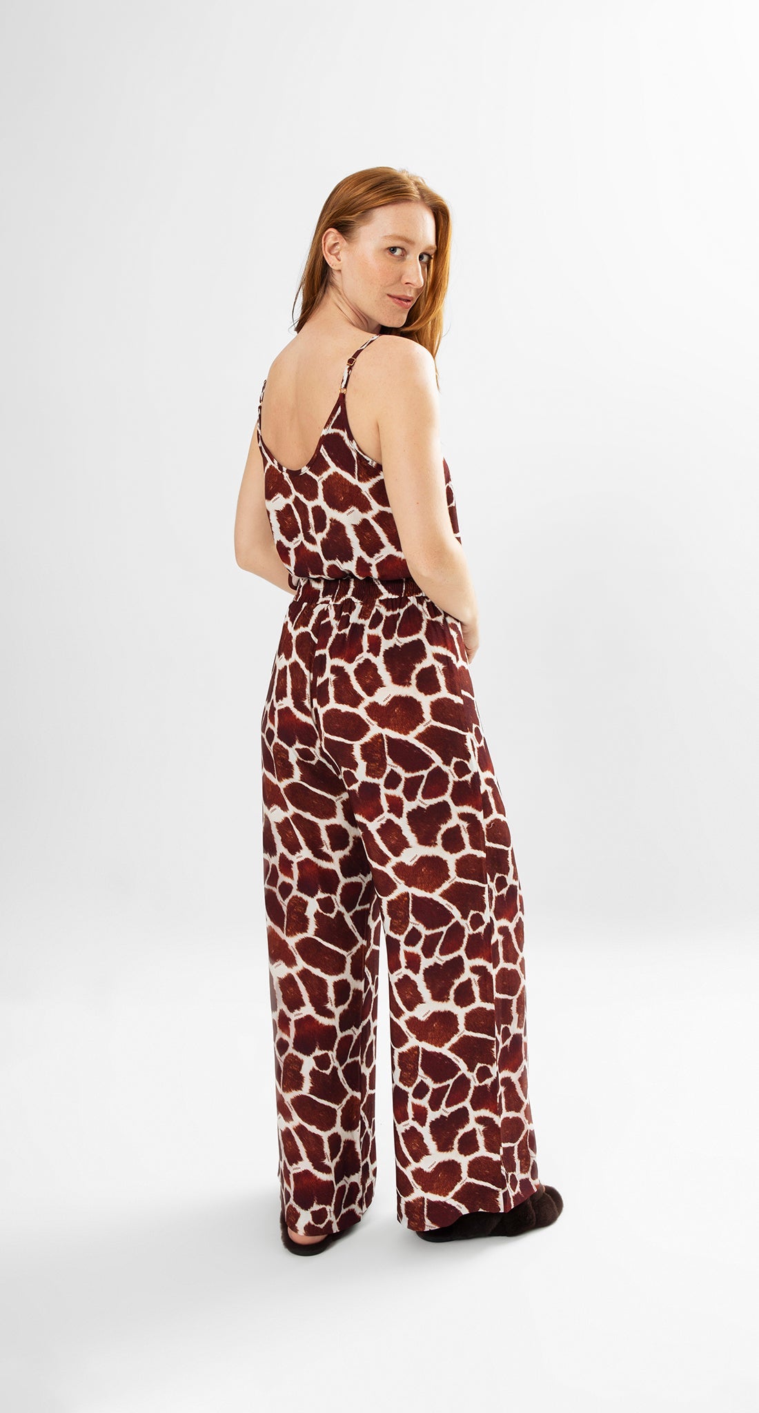 Selva Long Pajamas with Straps – Giraffe Print