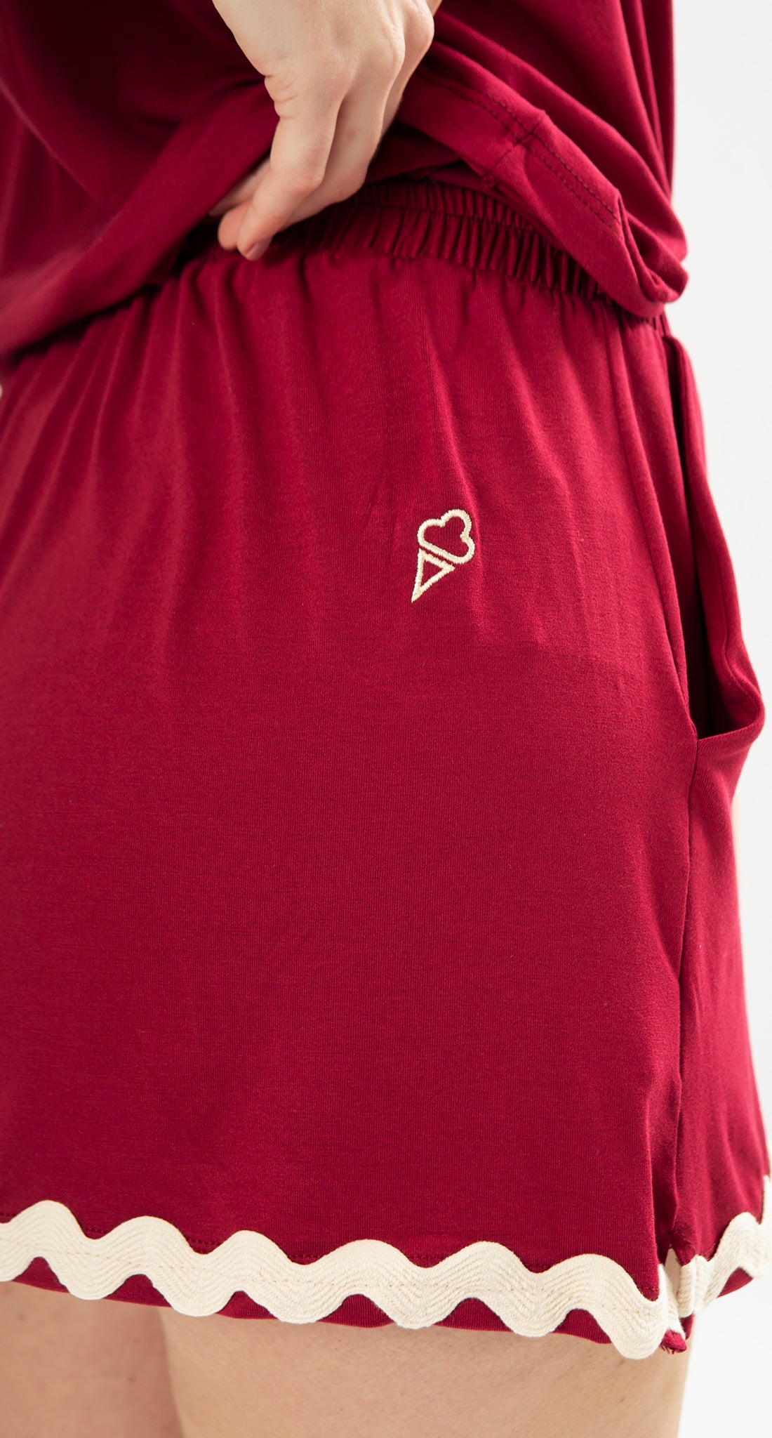 Burgundy Knit Short Pajamas with Straps