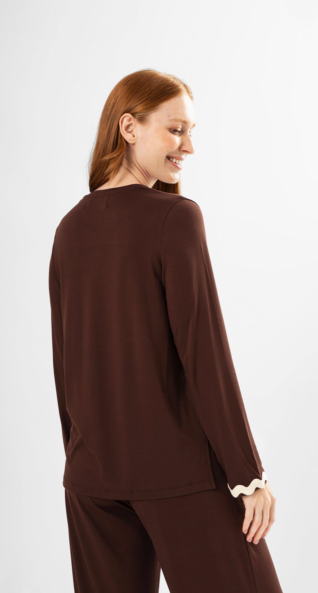 Brown Knit Long Sleeve Pajamas