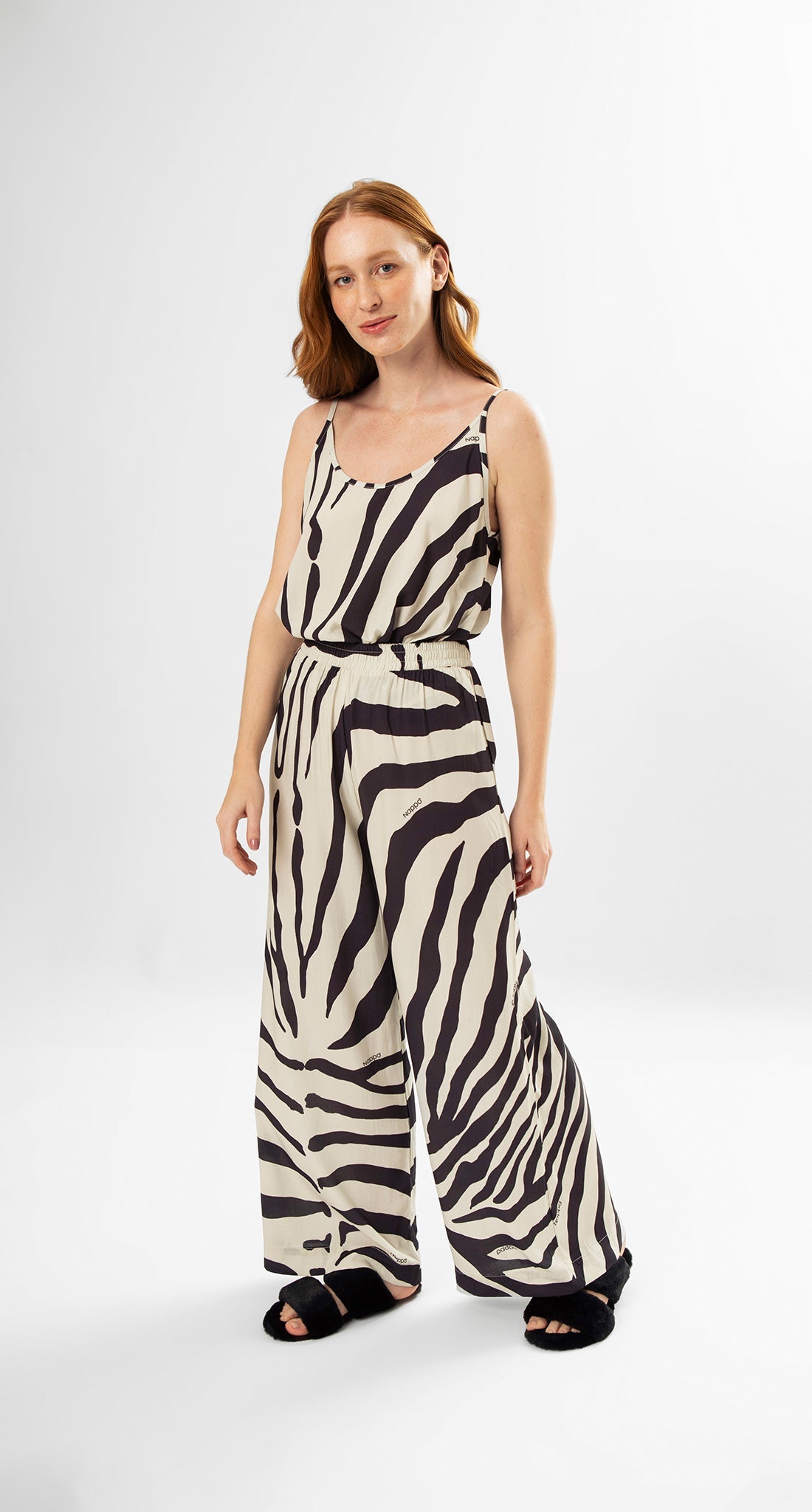 Selva Long Pajamas with Straps – Zebra Print