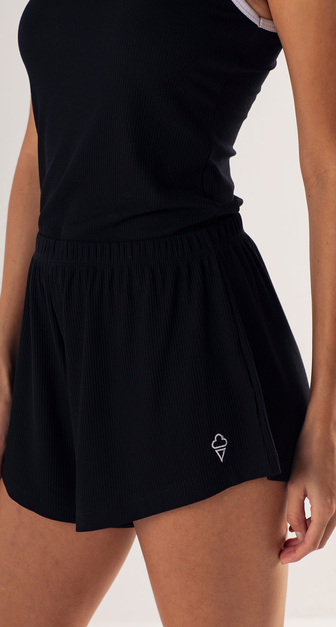 Ribbed Knit Short Pajamas – Black