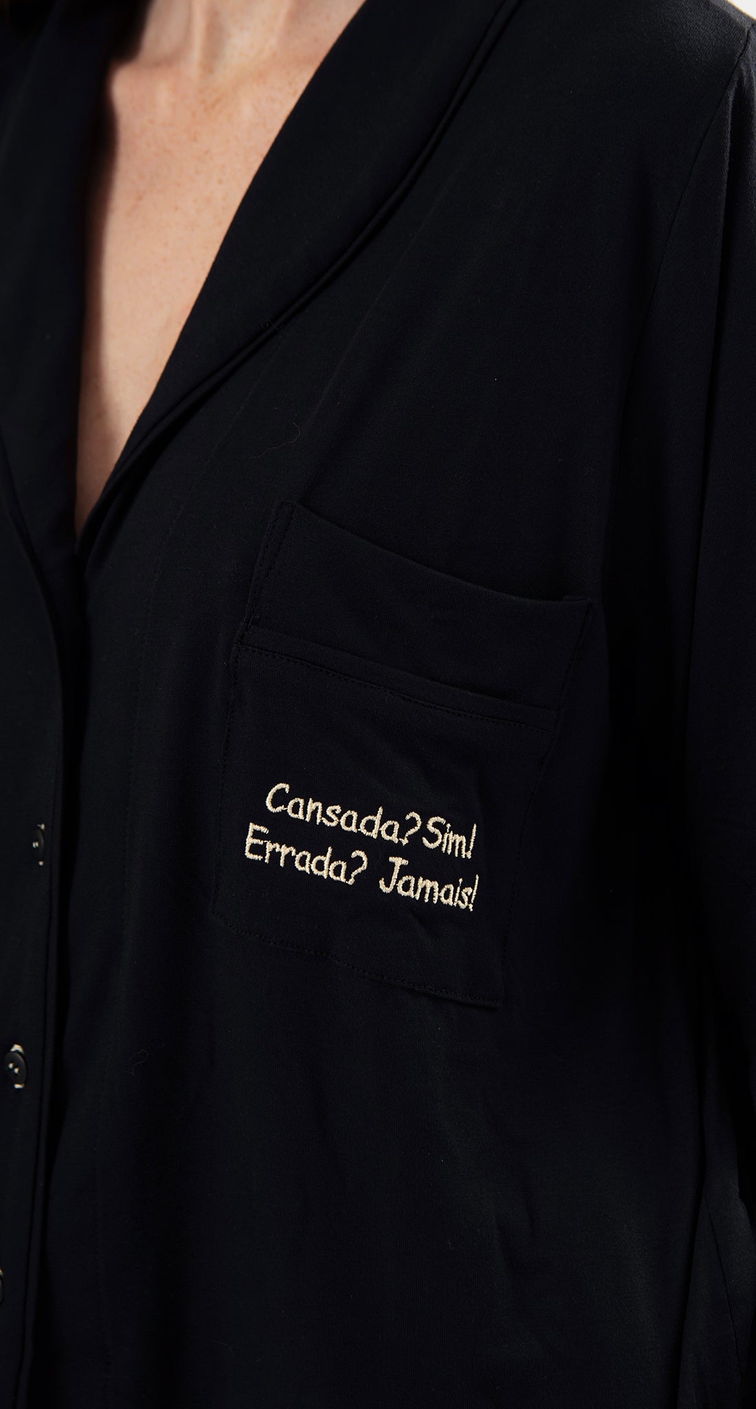 Classic Long Sleeve Pajama Set – Black