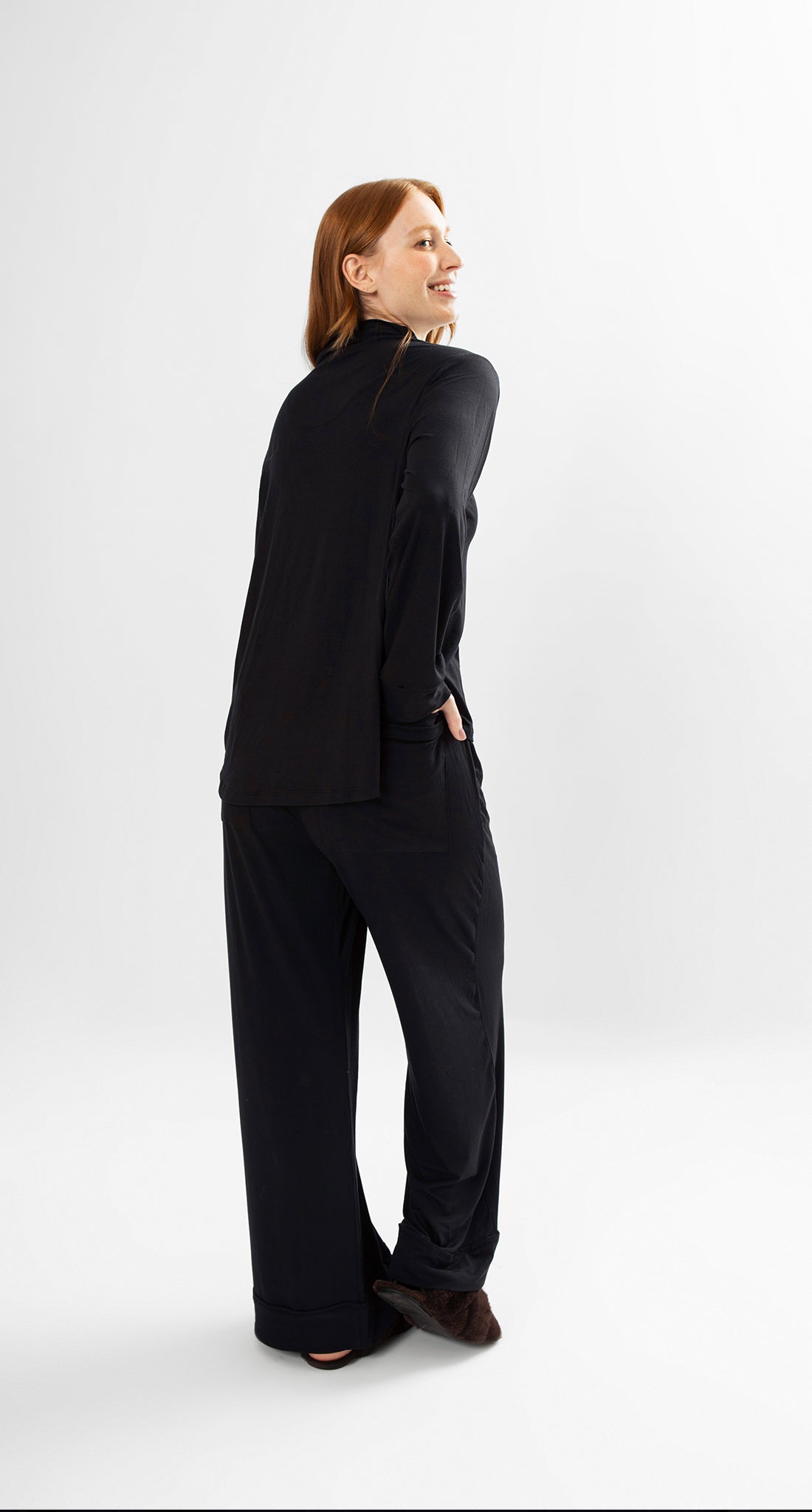 Classic Long Sleeve Pajama Set – Black