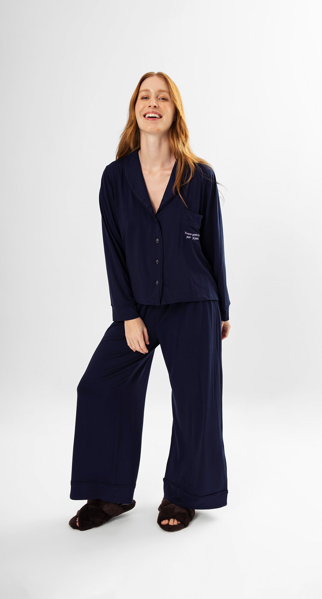 Classic Long Sleeve Pajama Set – Navy